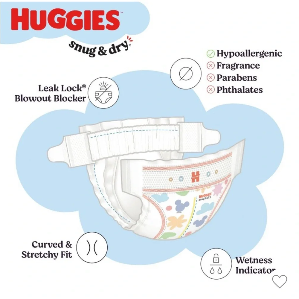 NWT •HUGGIES •MICKEY MOUSE •BABY DIAPERS SIZE 4 •22-37 lbs